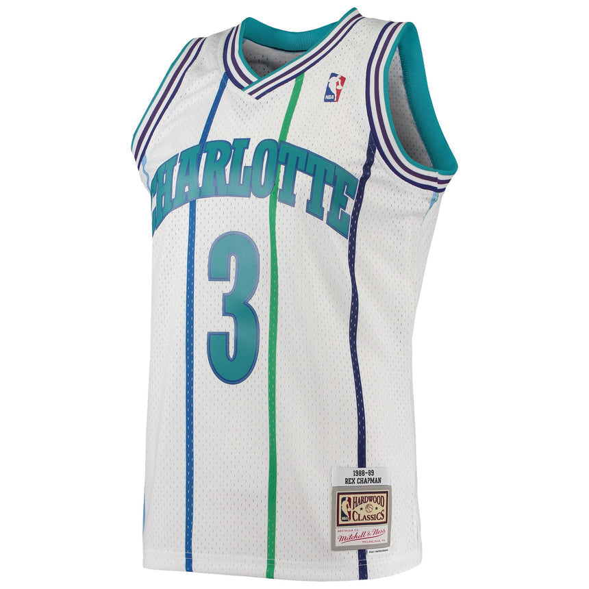 Youth Charlotte Hornets Rex Chapman Mitchell &Ness White 1988-89 Hardwood Classics Swingman Jersey - PersonalJerseys