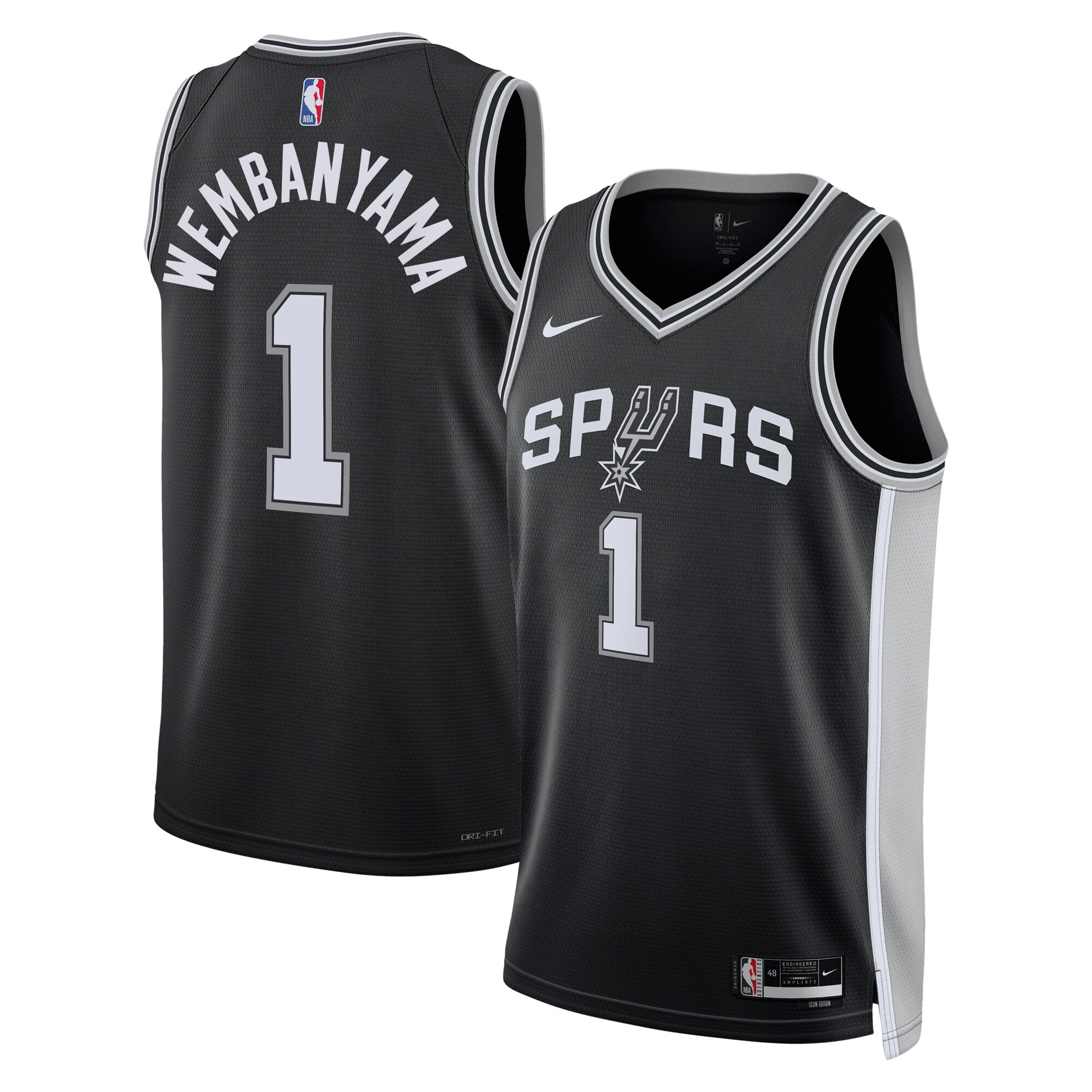 Victor Wembanyama San Antonio Spurs Nike Unisex 2023 NBA Draft First Round Pick Swingman Jersey - Icon Edition - Black - PersonalJerseys