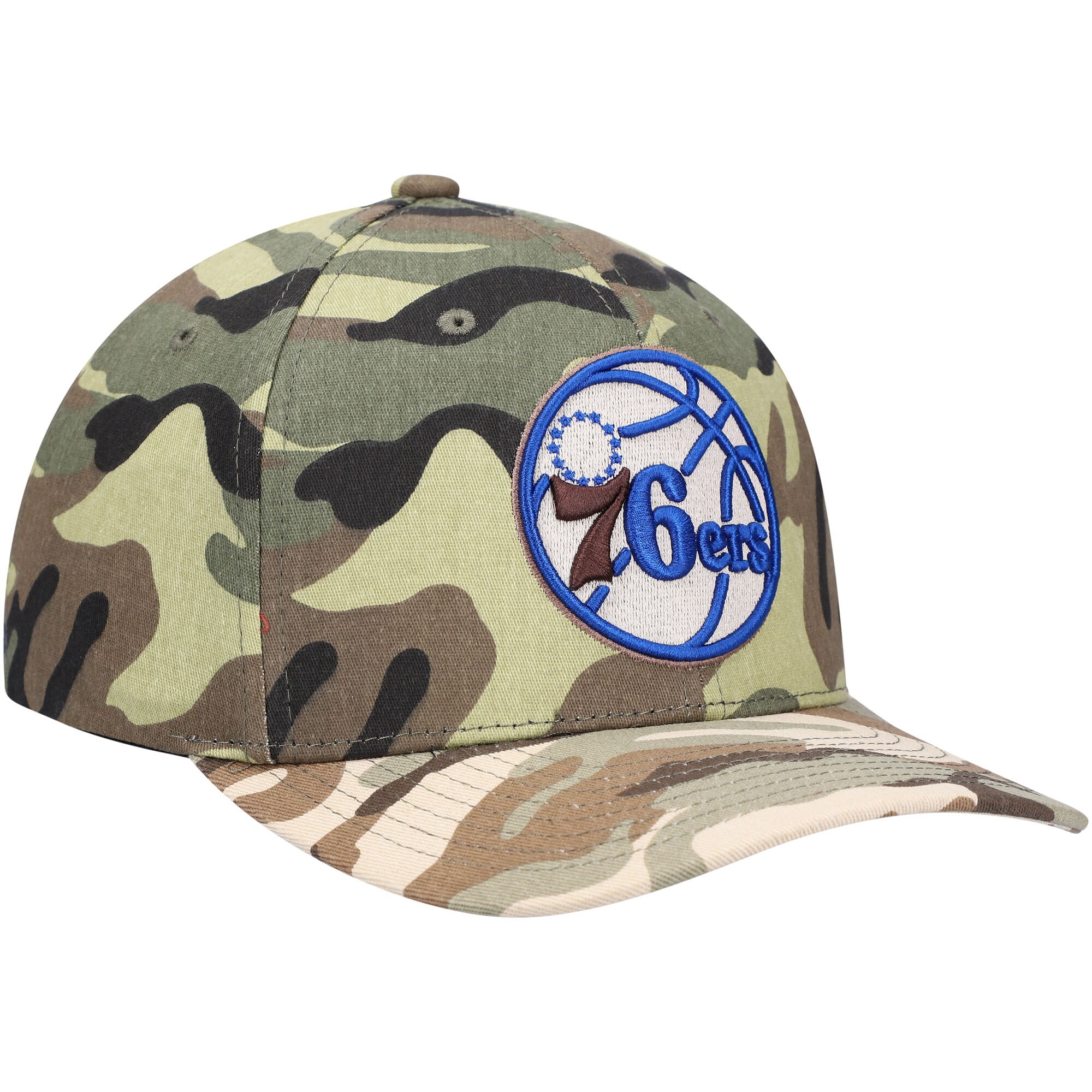 Philadelphia 76ers Mitchell & Ness Woodland Desert Snapback Hat - Camo - PersonalJerseys
