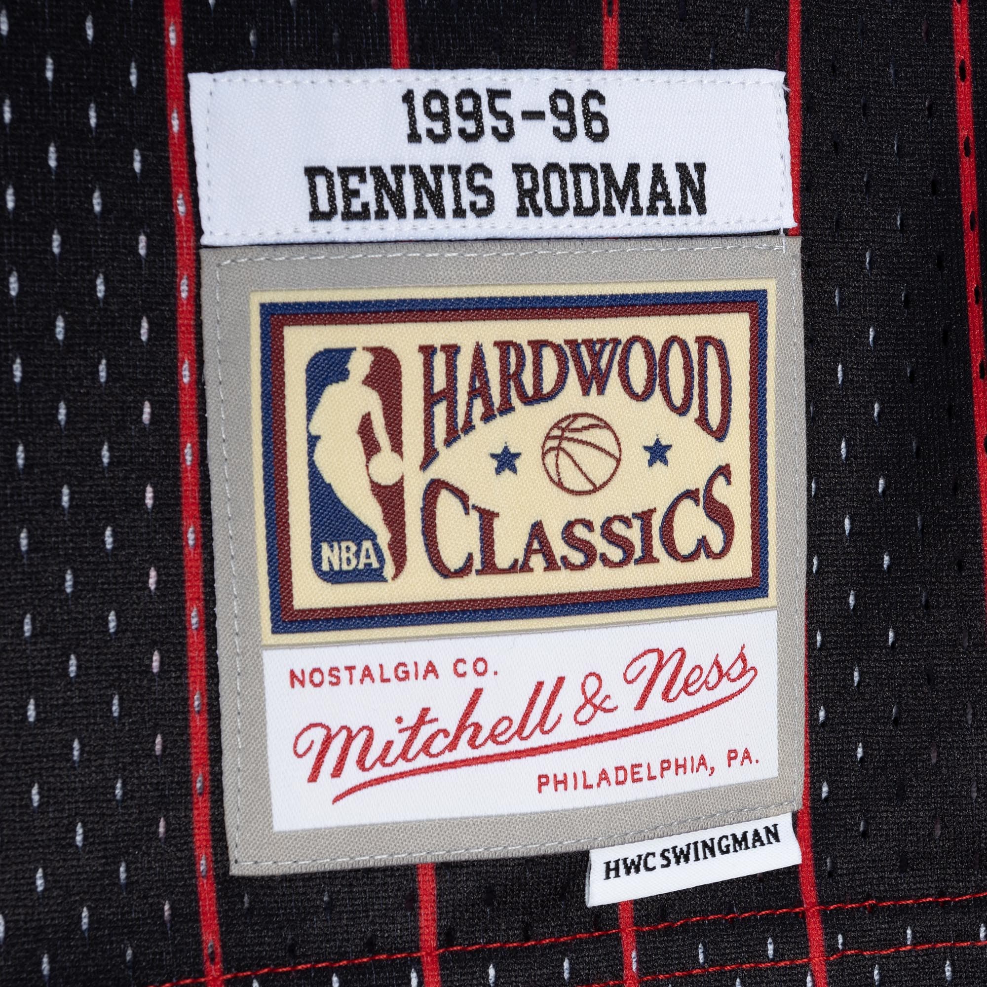 Dennis Rodman Chicago Bulls Mitchell &Ness Hardwood Classics 1995/96 Split Swingman Jersey - Red/Black - PersonalJerseys