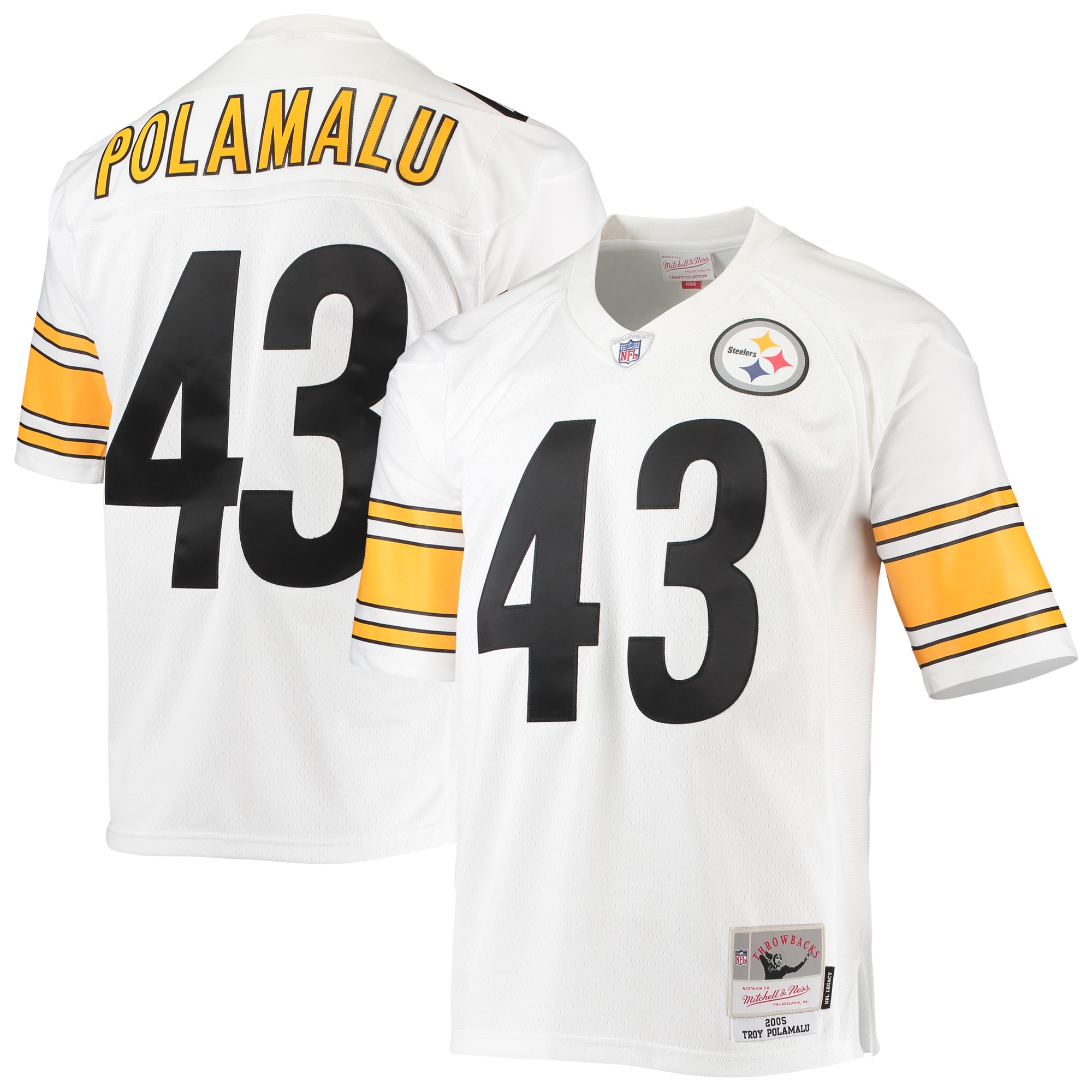 Troy Polamalu Pittsburgh Steelers Mitchell & Ness Legacy Replica Jersey - White - PersonalJerseys
