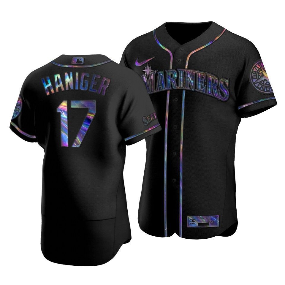 Men's Seattle Mariners Mitch Haniger #17 Iridescent Logo Holographic Limited Jersey Black - Friend Lounge Store - Shop for All Things Jerseys Sports - PersonalJerseys