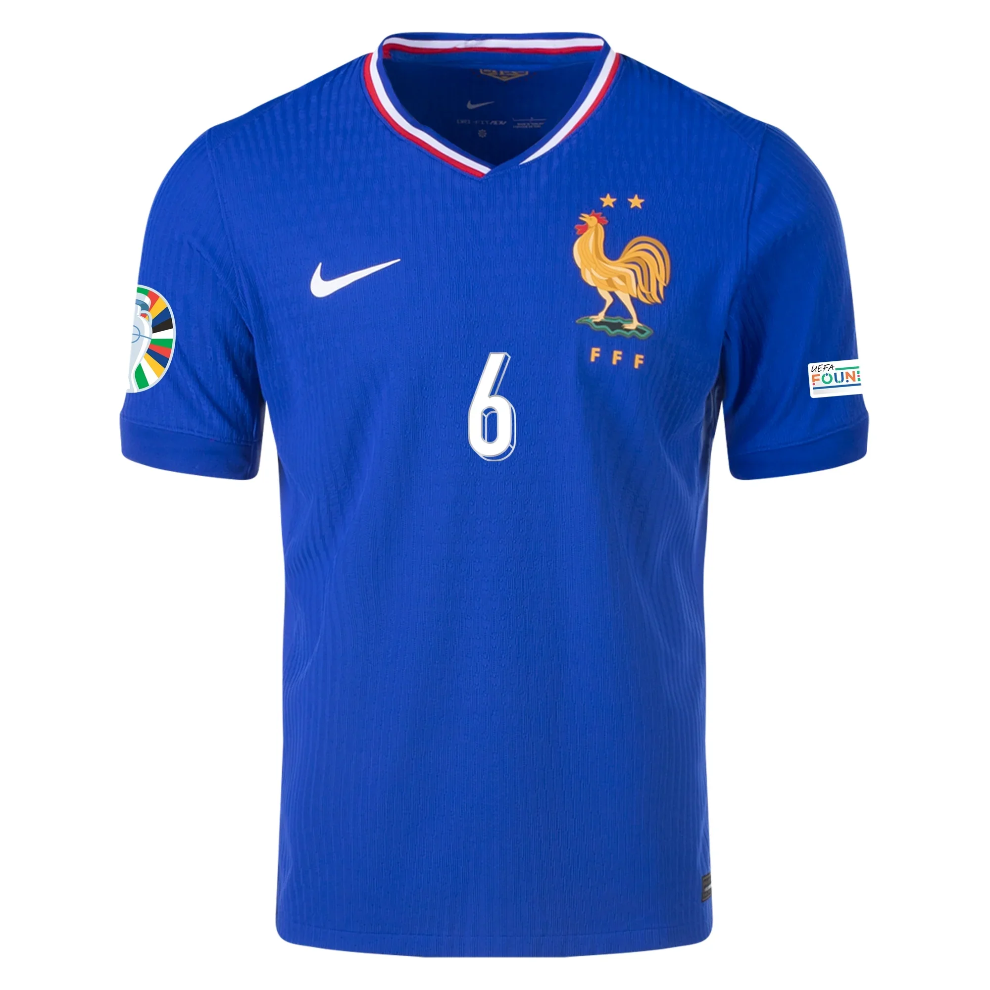 Nike Mens France Authentic Eduardo Camavinga Match Home Jersey w/ Euro 2024 Patches 24/25 (Bright Blue/University Red) - PersonalJerseys