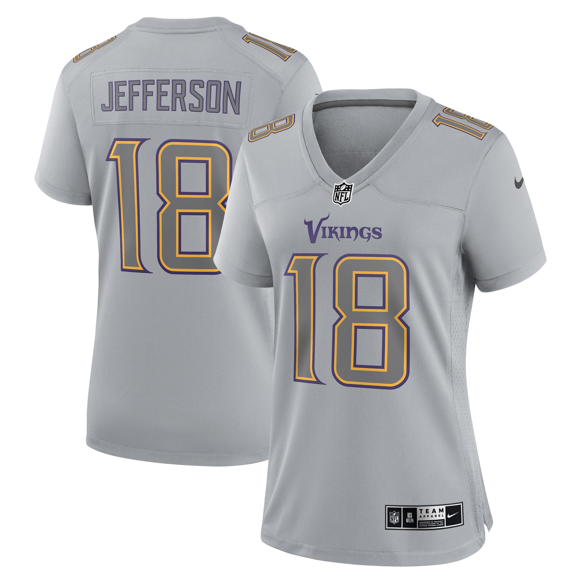 Justin Jefferson Minnesota Vikings Nike Women's Atmosphere Fashion Game Jersey - Gray - PersonalJerseys