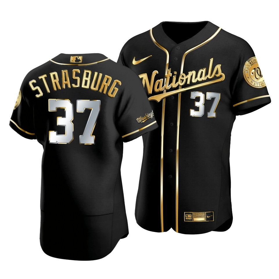 Men's Washington Nationals Stephen Strasburg #37 Gold Edition Black Jersey - Friend Lounge Store - Shop for All Things Jerseys Sports - PersonalJerseys