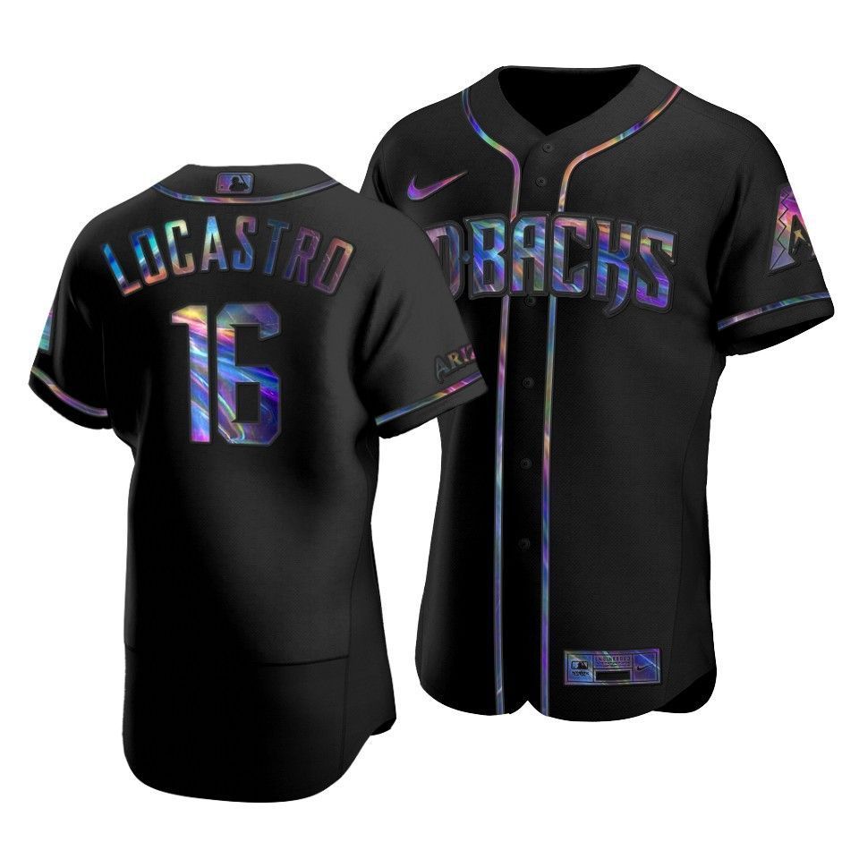 Men's Arizona Diamondbacks Tim Locastro #16 Iridescent Logo Holographic Limited Jersey Black - Friend Lounge Store - Shop for All Things Jerseys Sports - PersonalJerseys