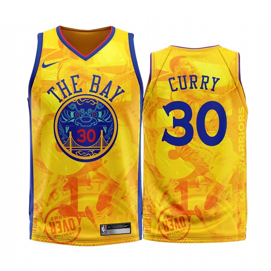 Golden State Warriors Stephen Curry #30 Yellow 2020 Fashion Edition Jersey - Friend Lounge Store - Shop for All Things Jerseys Sports - PersonalJerseys