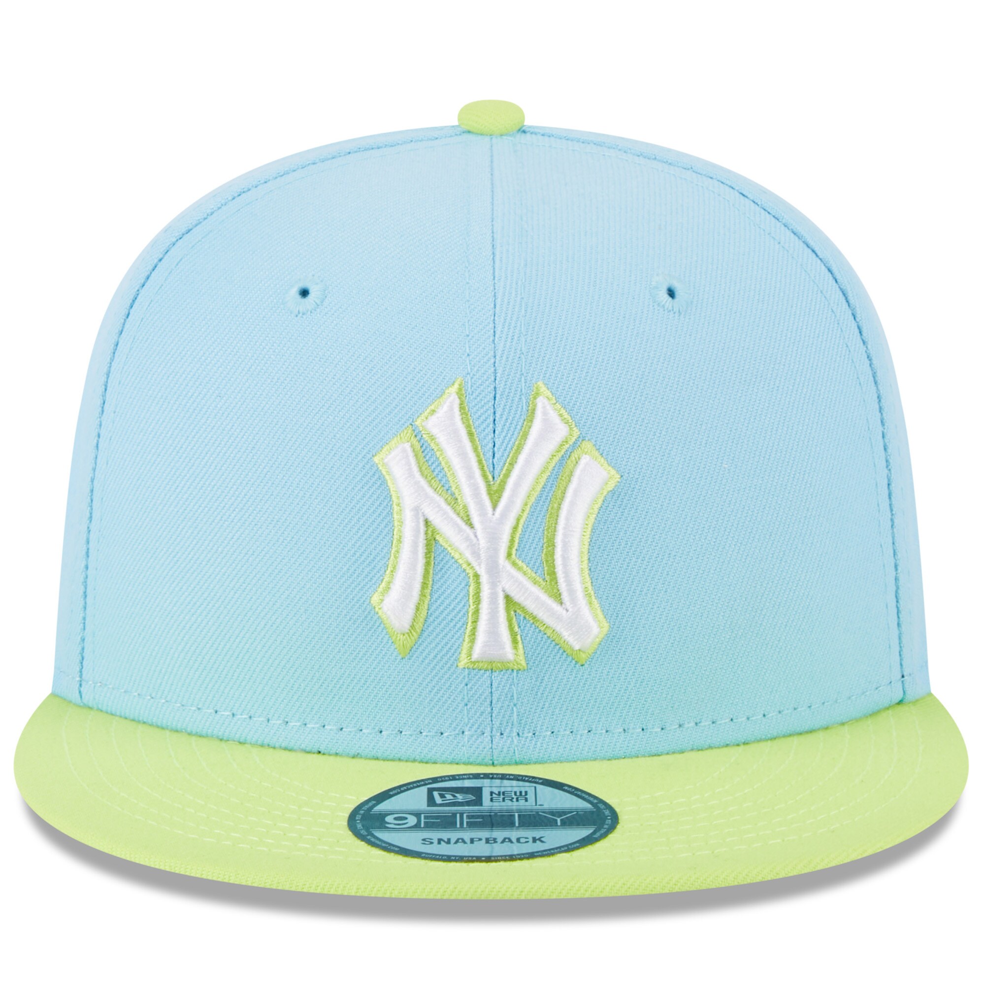 New York Yankees New Era Spring Basic Two-Tone 9FIFTY Snapback Hat - Light Blue/Neon Green - PersonalJerseys