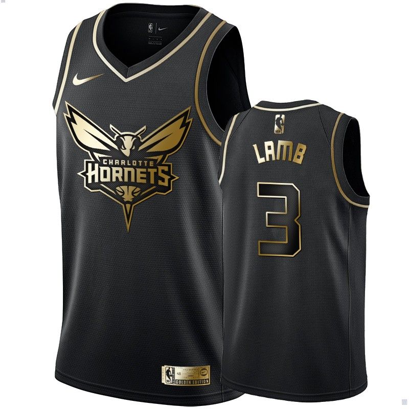 Men's Charlotte Hornets Jeremy Lamb Black #3 Golden Edition Swingman Jersey - Friend Lounge Store - Shop for All Things Jerseys Sports - PersonalJerseys
