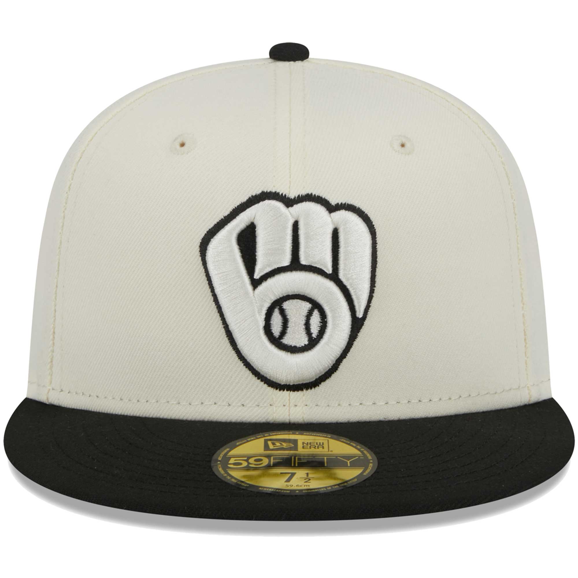 Milwaukee Brewers New Era Chrome 59FIFTY Fitted Hat - Stone/Black - PersonalJerseys