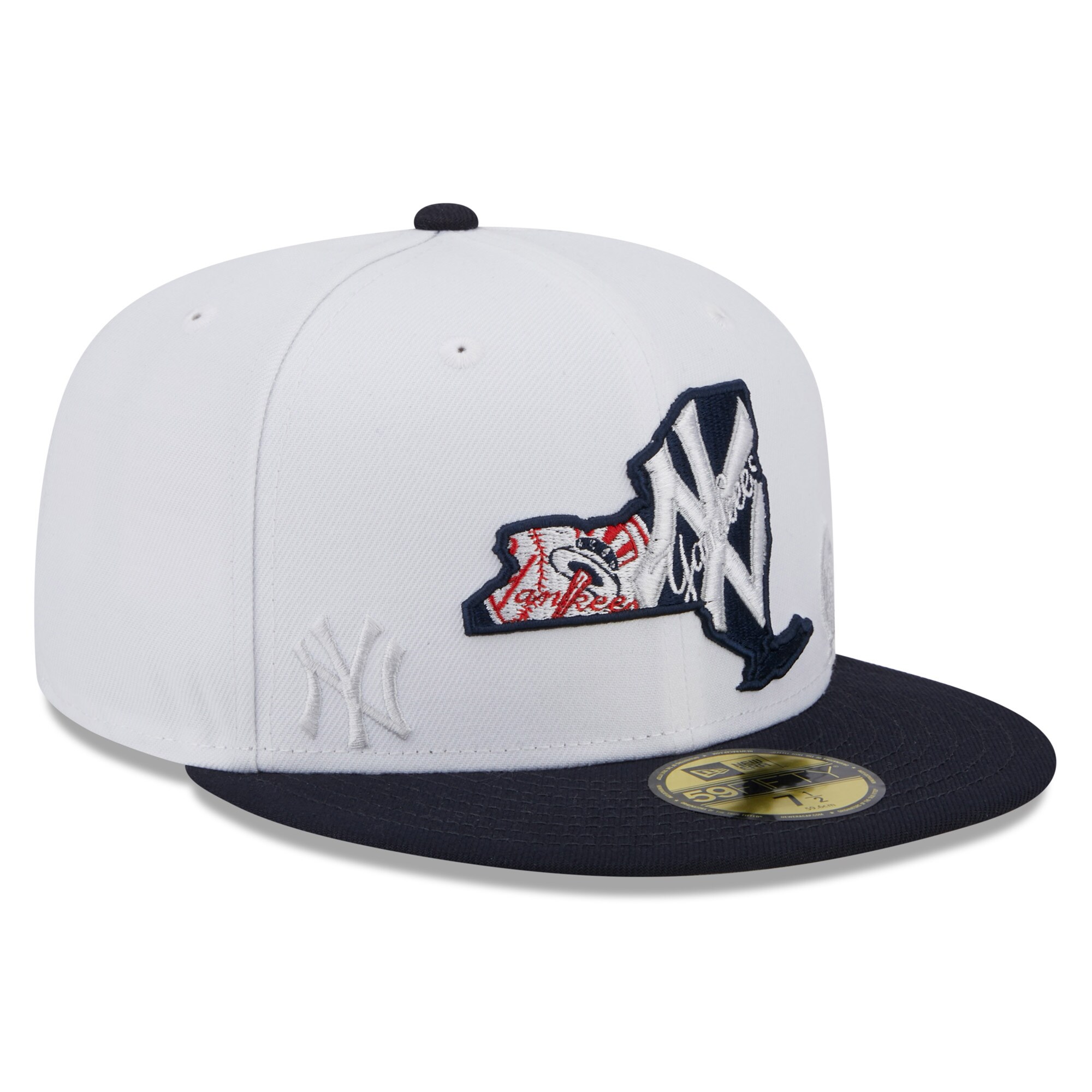 New York Yankees New Era State 59FIFTY Fitted Hat - White/Navy - PersonalJerseys
