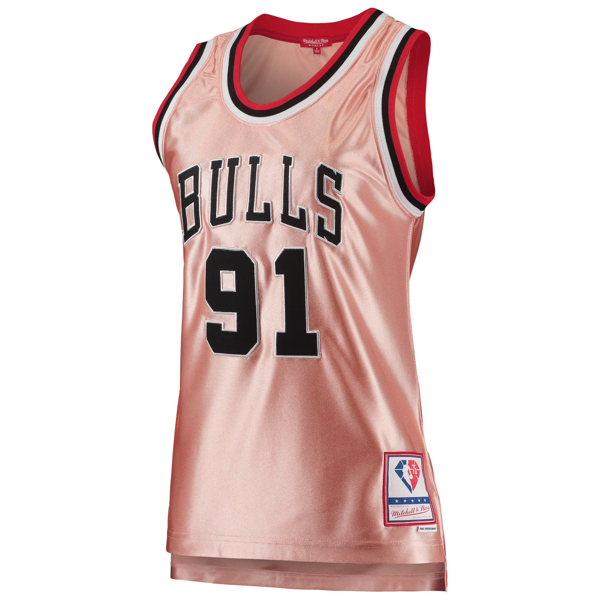 Dennis Rodman Chicago Bulls Mitchell &Ness Women's 75th Anniversary Rose Gold 1997 Swingman Jersey - Pink - PersonalJerseys