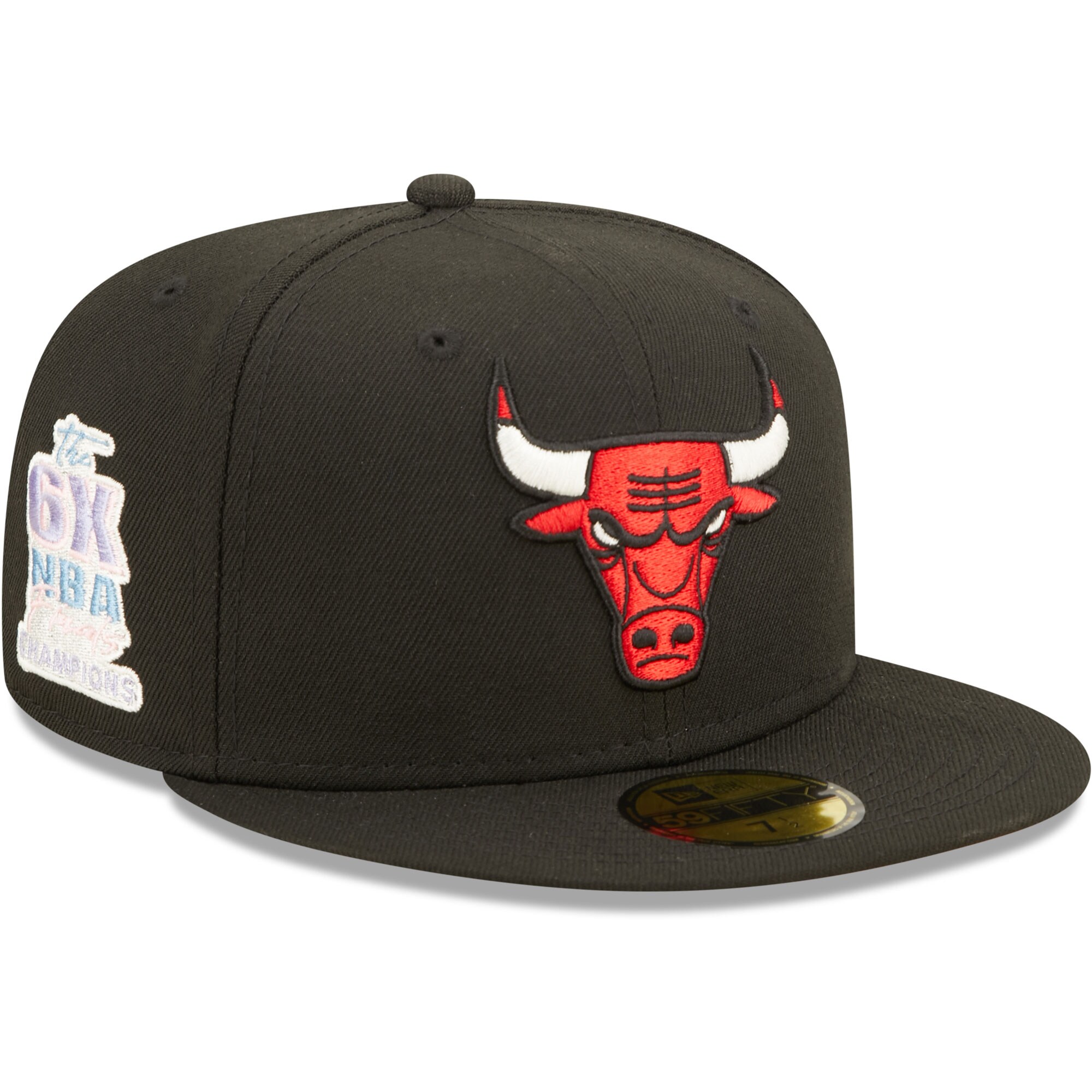 Chicago Bulls New Era 6x NBA Finals Champions Pop Sweat 59FIFTY Fitted Hat - Black - PersonalJerseys