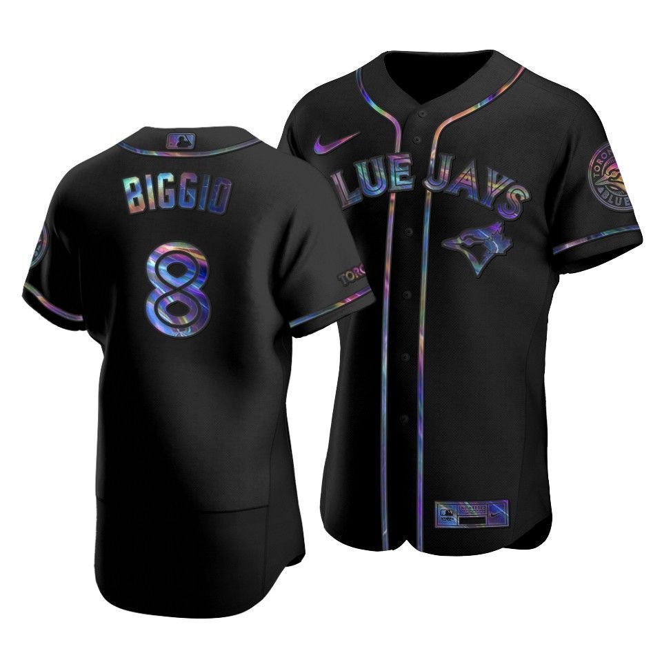 Men's Toronto Blue Jays Cavan Biggio #8 Iridescent Logo Holographic Limited Jersey Black - Friend Lounge Store - Shop for All Things Jerseys Sports - PersonalJerseys