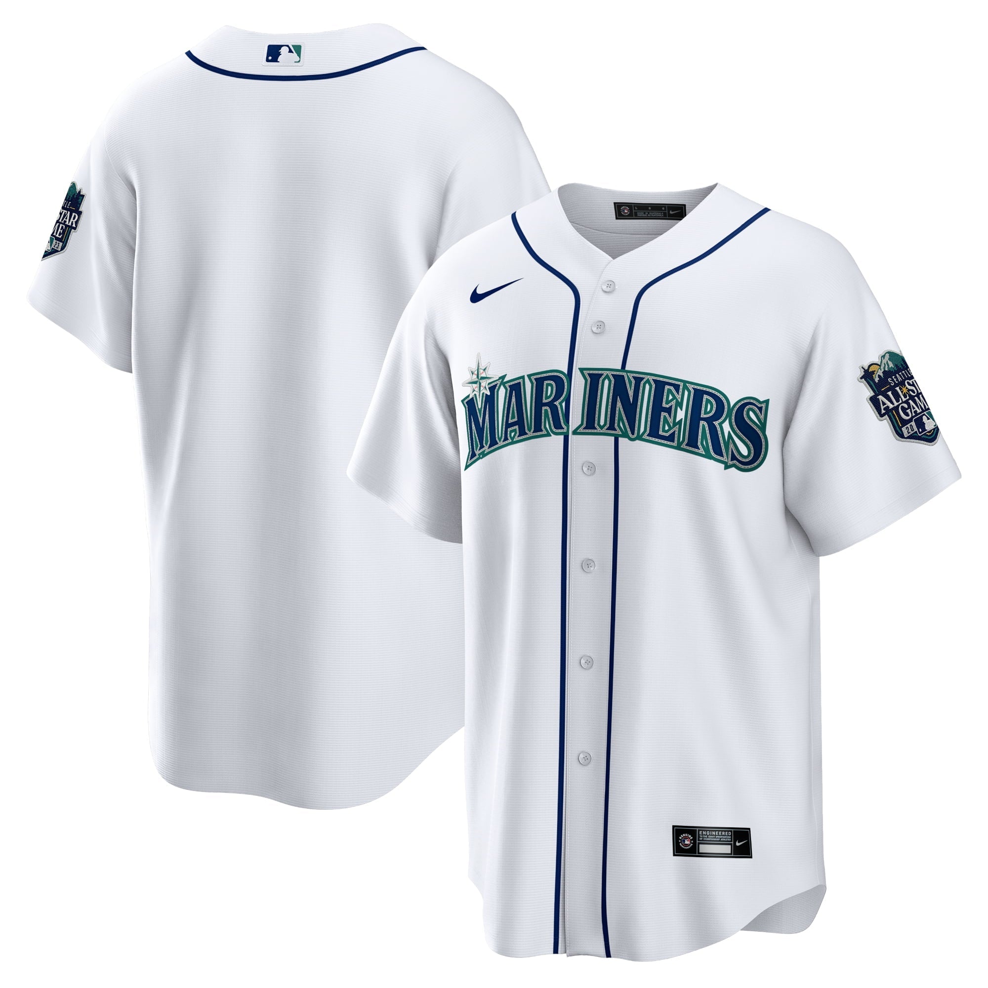 Men's Nike White Seattle Mariners Home 2023 MLB All-Star Game Patch Replica Player Jersey - PersonalJerseys