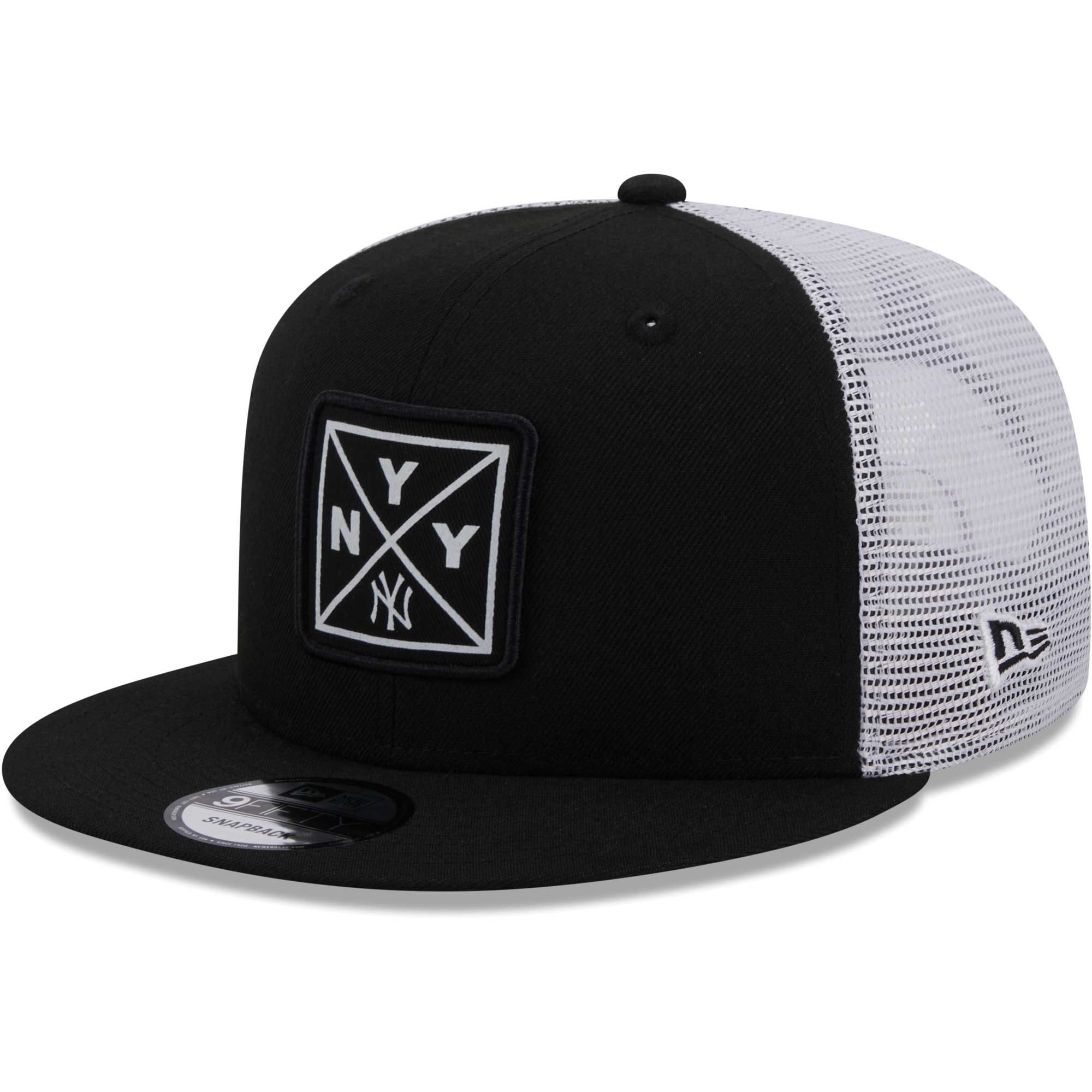 New York Yankees New Era Vert Squared Trucker 9FIFTY Snapback Hat - Black - PersonalJerseys