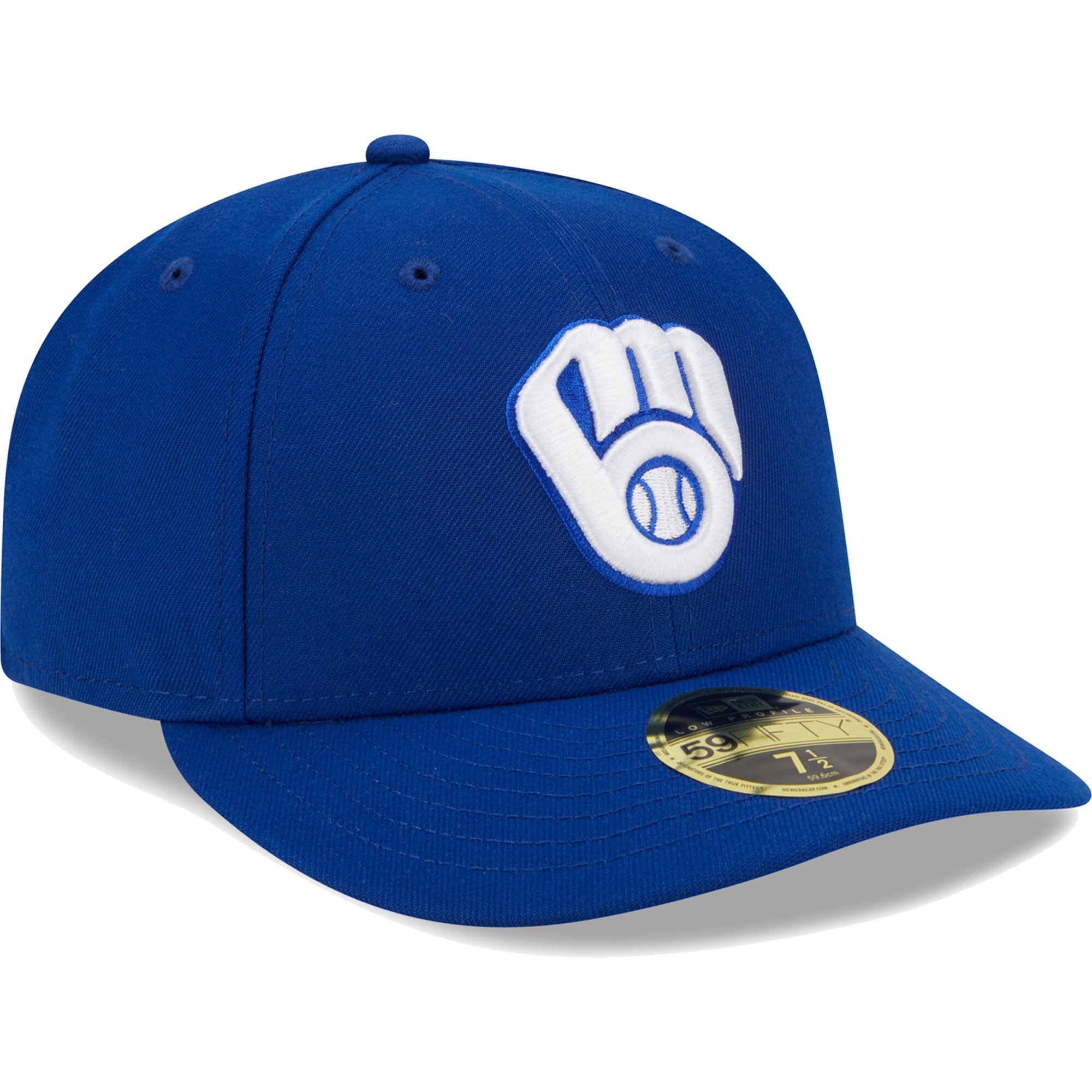 Milwaukee Brewers New Era White Logo Low Profile 59FIFTY Fitted Hat - Royal - PersonalJerseys