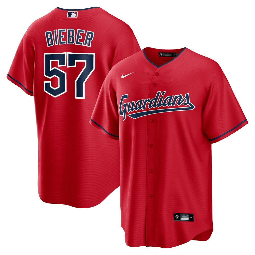 MLB Men's Cleveland Guardians Shane Bieber Alternate Replica Player Jersey - Friend Lounge Store - Shop for All Things Jerseys Sports - PersonalJerseys