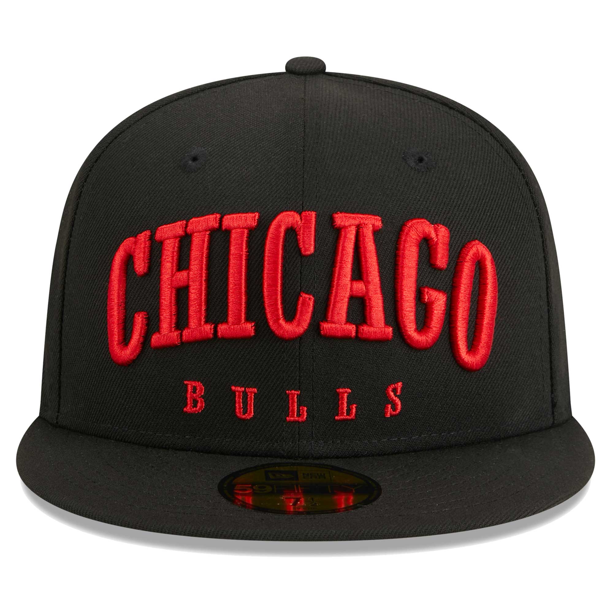 Chicago Bulls New Era Big Arch Text 59FIFTY Fitted Hat - Black - PersonalJerseys