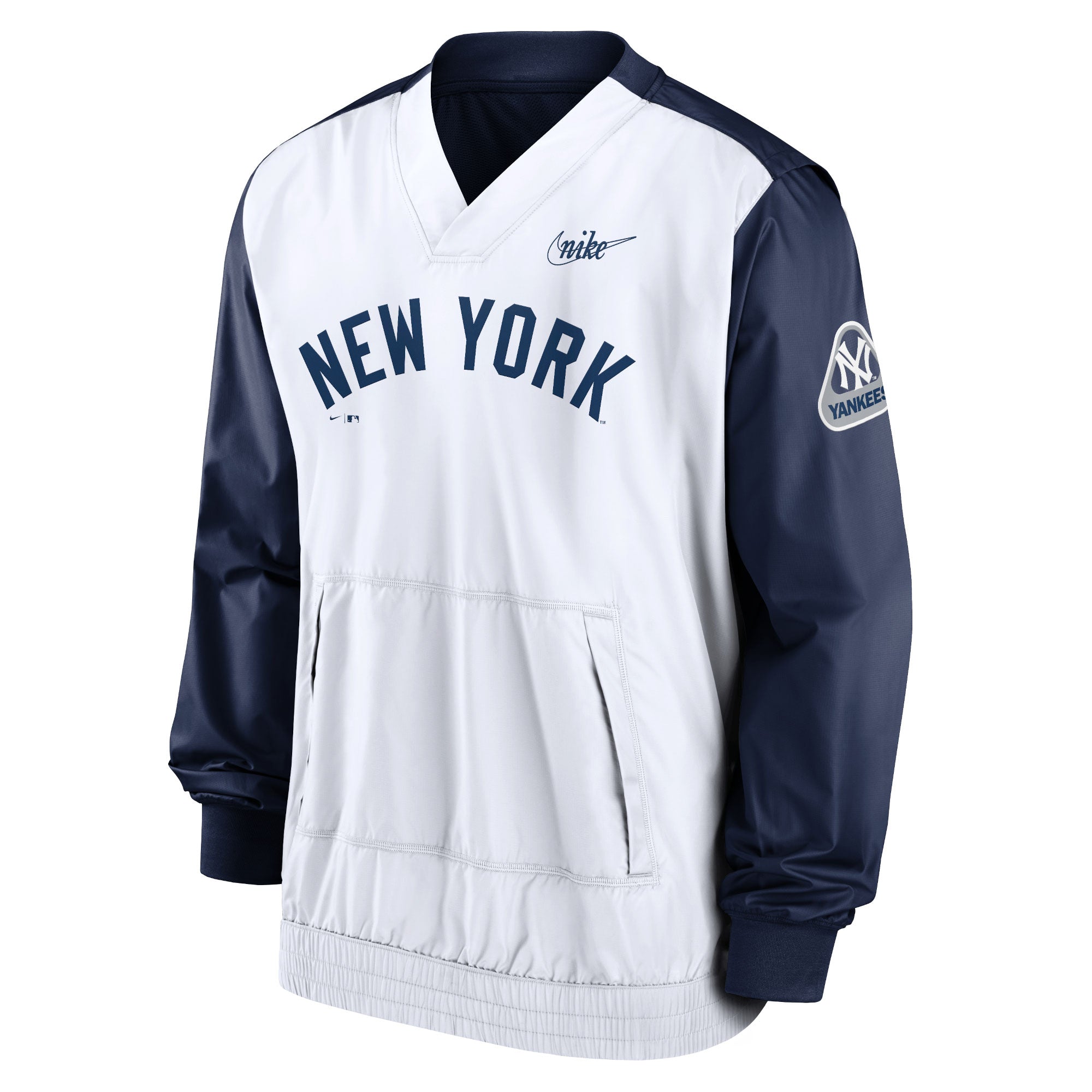 Men's Nike Navy/White New York Yankees Cooperstown Collection V-Neck Pullover Windbreaker - PersonalJerseys