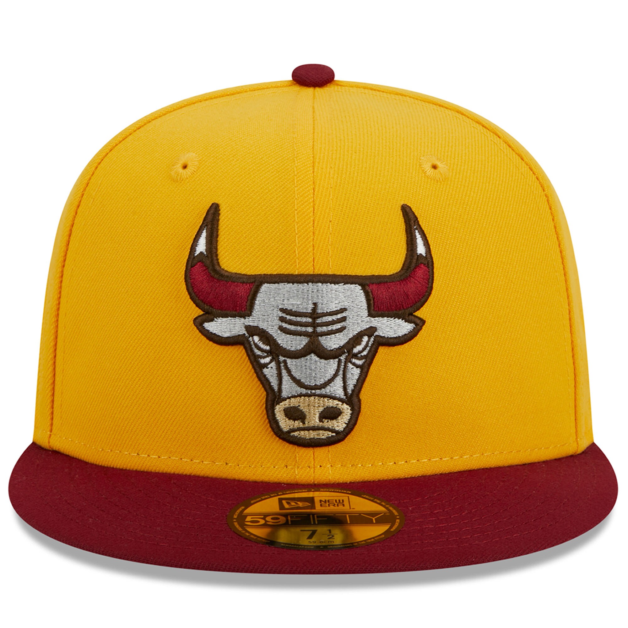 Chicago Bulls New Era Fall Leaves 2-Tone 59FIFTY Fitted Hat - Yellow/Red - PersonalJerseys