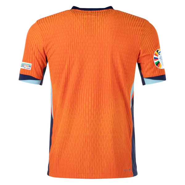 Nike Netherlands Match Authentic Home Jersey w/ Euro 2024 Patches 24/25 (Safety Orange/Blue Void) - PersonalJerseys