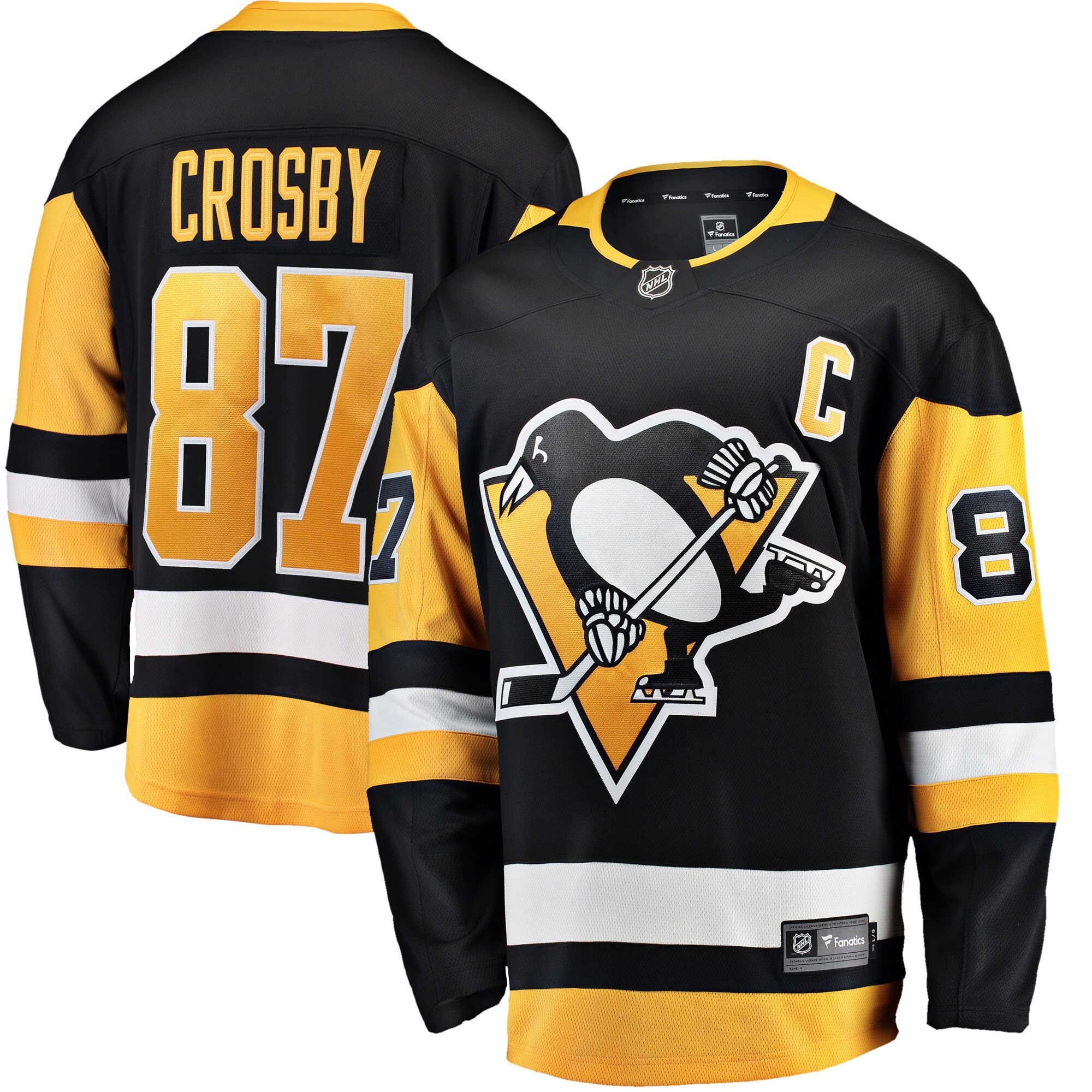 Sidney Crosby Pittsburgh Penguins Fanatics Branded Captain Patch Home Breakaway Jersey - Black - PersonalJerseys