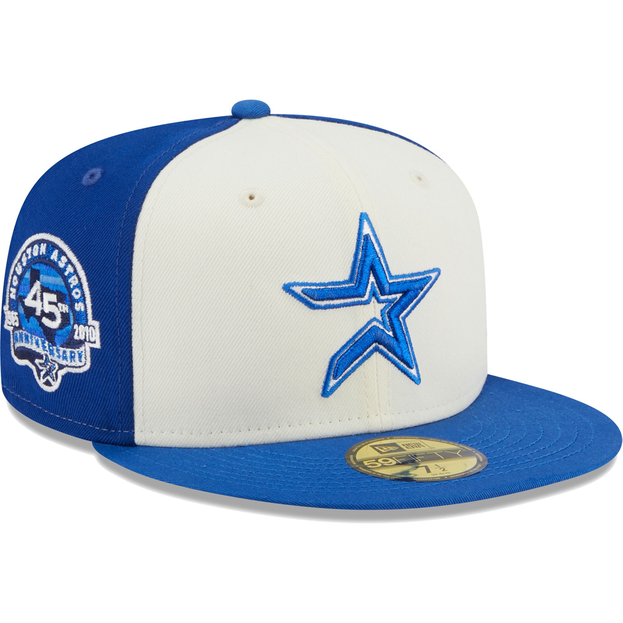 Houston Astros New Era  Chrome Anniversary 59FIFTY Fitted Hat - Cream/Royal - PersonalJerseys