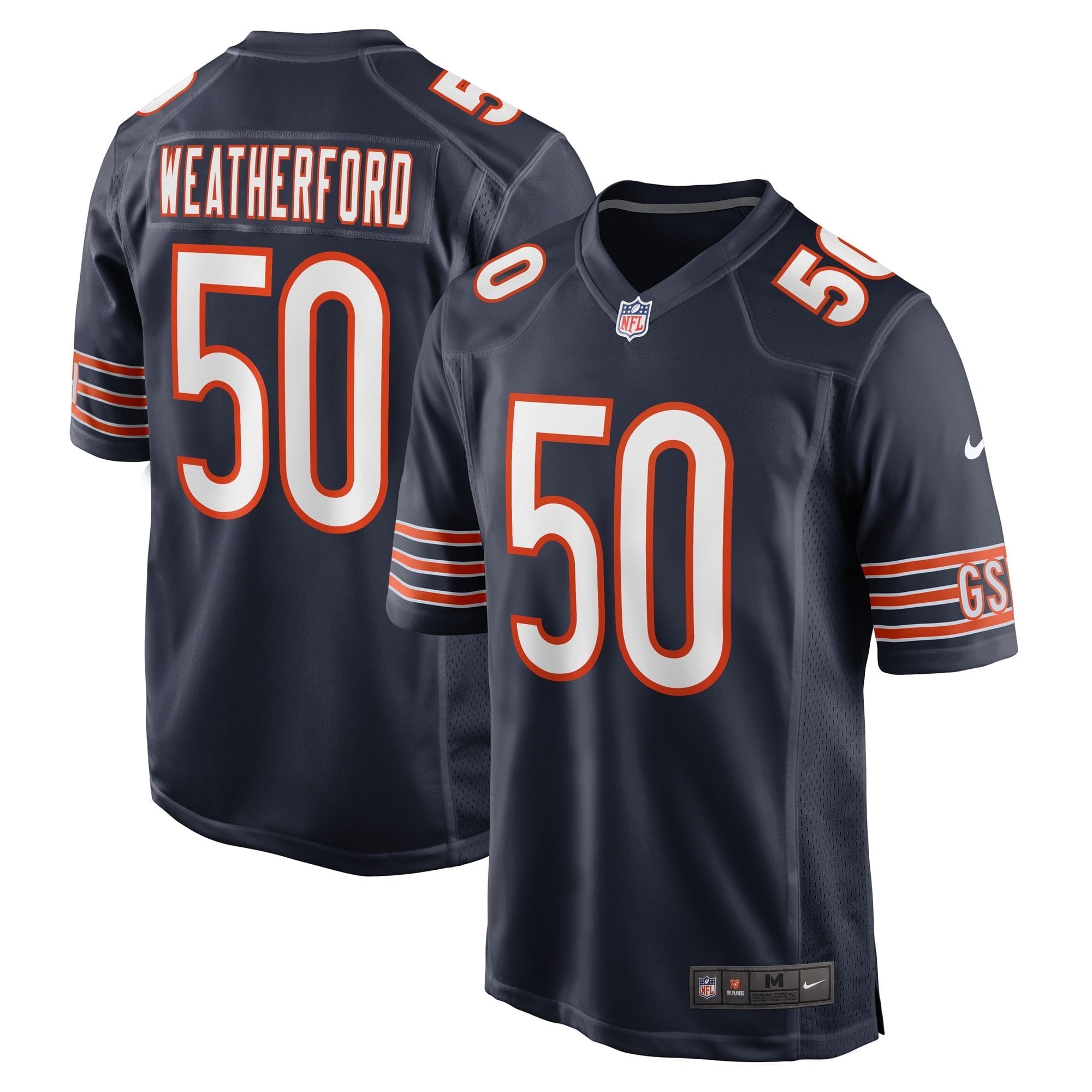 Men's Nike Sterling Weatherford Navy Chicago Bears Game Player Jersey - PersonalJerseys