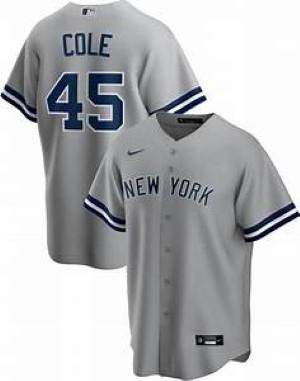 Mens New York Yankees Gerrit Cole Cool Base Replica Jersey Grey - PersonalJerseys