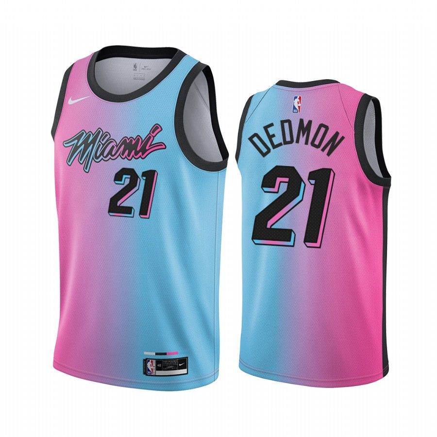 Dewayne Dedmon Miami Heat 2021 City Edition Blue Pink #21 Jersey - Friend Lounge Store - Shop for All Things Jerseys Sports - PersonalJerseys