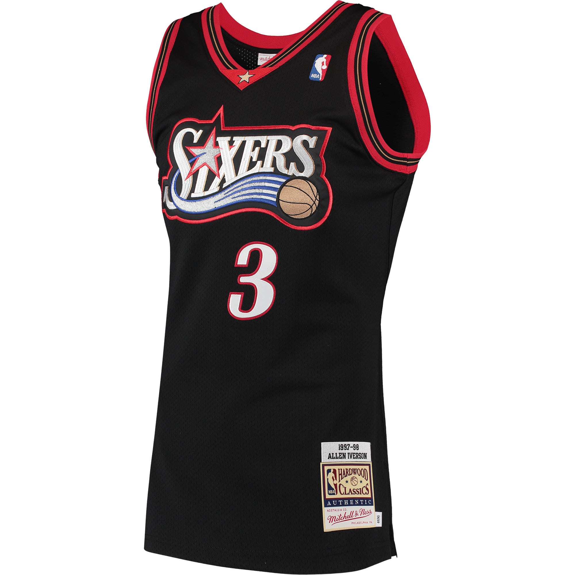 Allen Iverson Philadelphia 76ers Mitchell & Ness 1997 Hardwood Classics Authentic Jersey - Black - PersonalJerseys