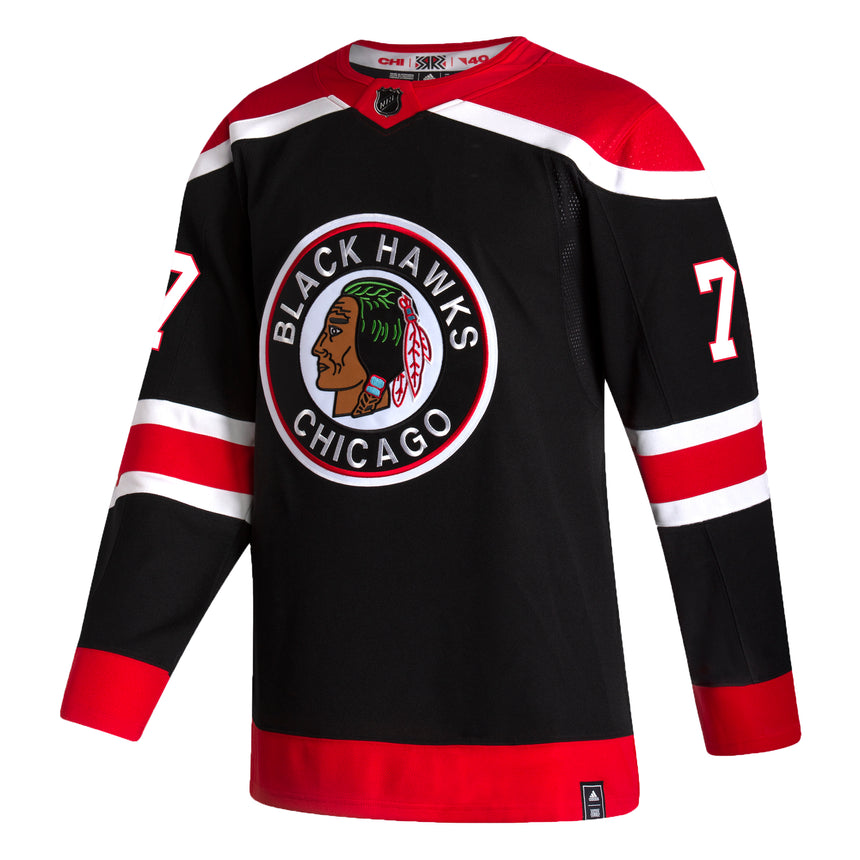 Men's Chicago Blackhawks Kirby Dach adidas Black Reverse Retro Premium Twill Authentic Team Jersey - PersonalJerseys