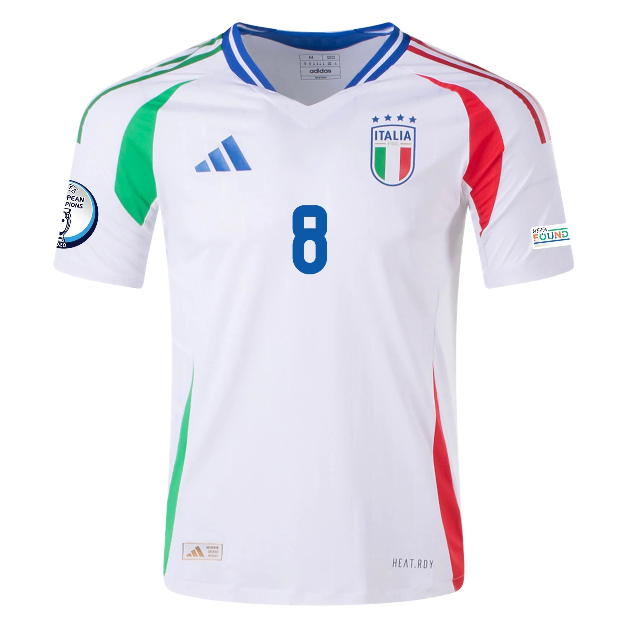 adidas Italy Authentic Jorginho Away Jersey w/ Euro 2024 Patches 24/25 (White) - PersonalJerseys