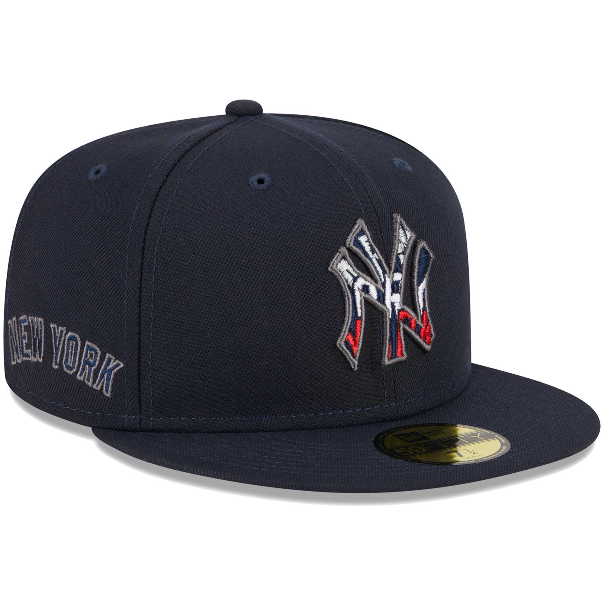 New York Yankees New Era Script Fill 59FIFTY Fitted Hat - Navy - PersonalJerseys