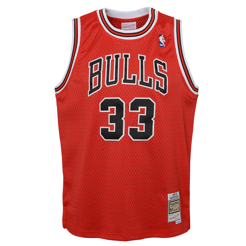 Youth Chicago Bulls Scottie Pippen Mitchell & Ness Red Hardwood Classics Swingman Jersey - Sports Wear Jersey - PersonalJerseys