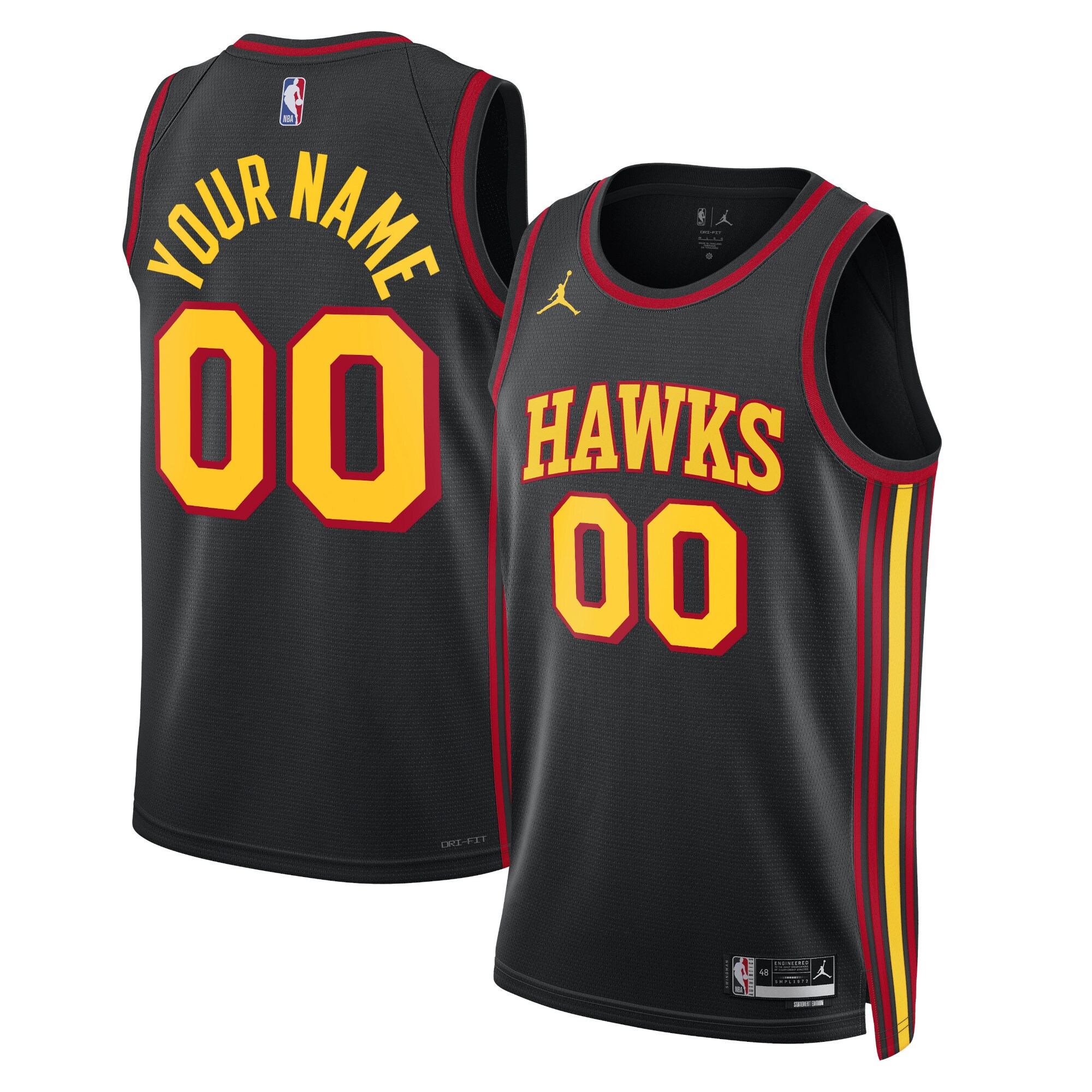 Atlanta Hawks Jordans Brand Unisex 2022/23 Swingman Custom Jersey - Statement Edition - Black - PersonalJerseys