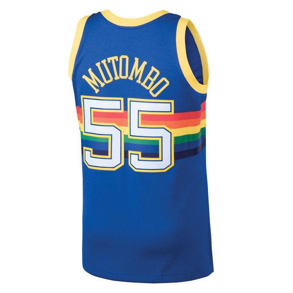 Mens Denver Nuggets Dikembe Mutombo Mitchell & Ness Blue 1991-92 Hardwood Classics Swingman Jersey - Sports Wear Jersey - PersonalJerseys
