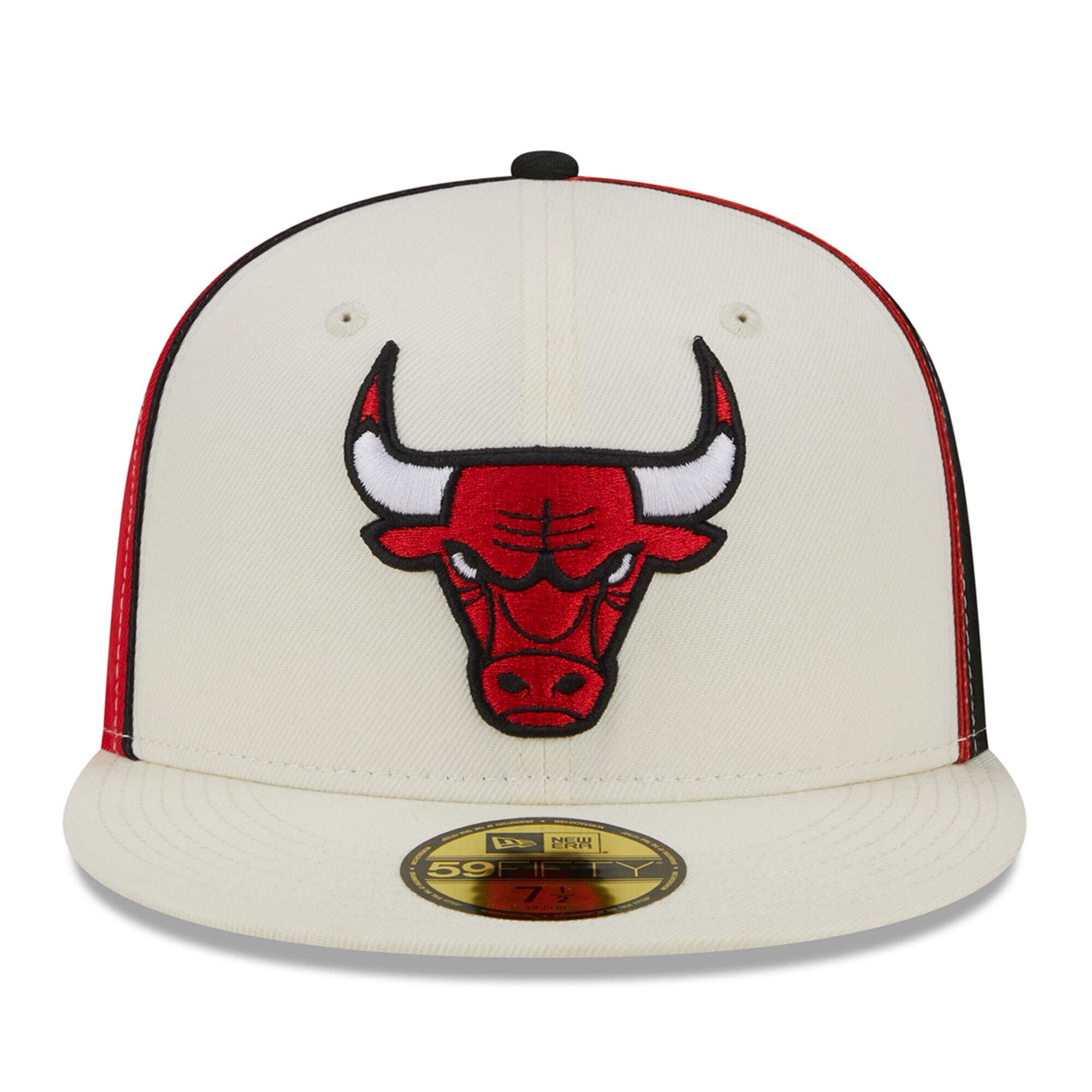Chicago Bulls New Era Piped Pop Panel 59FIFTY Fitted Hat - Cream - PersonalJerseys