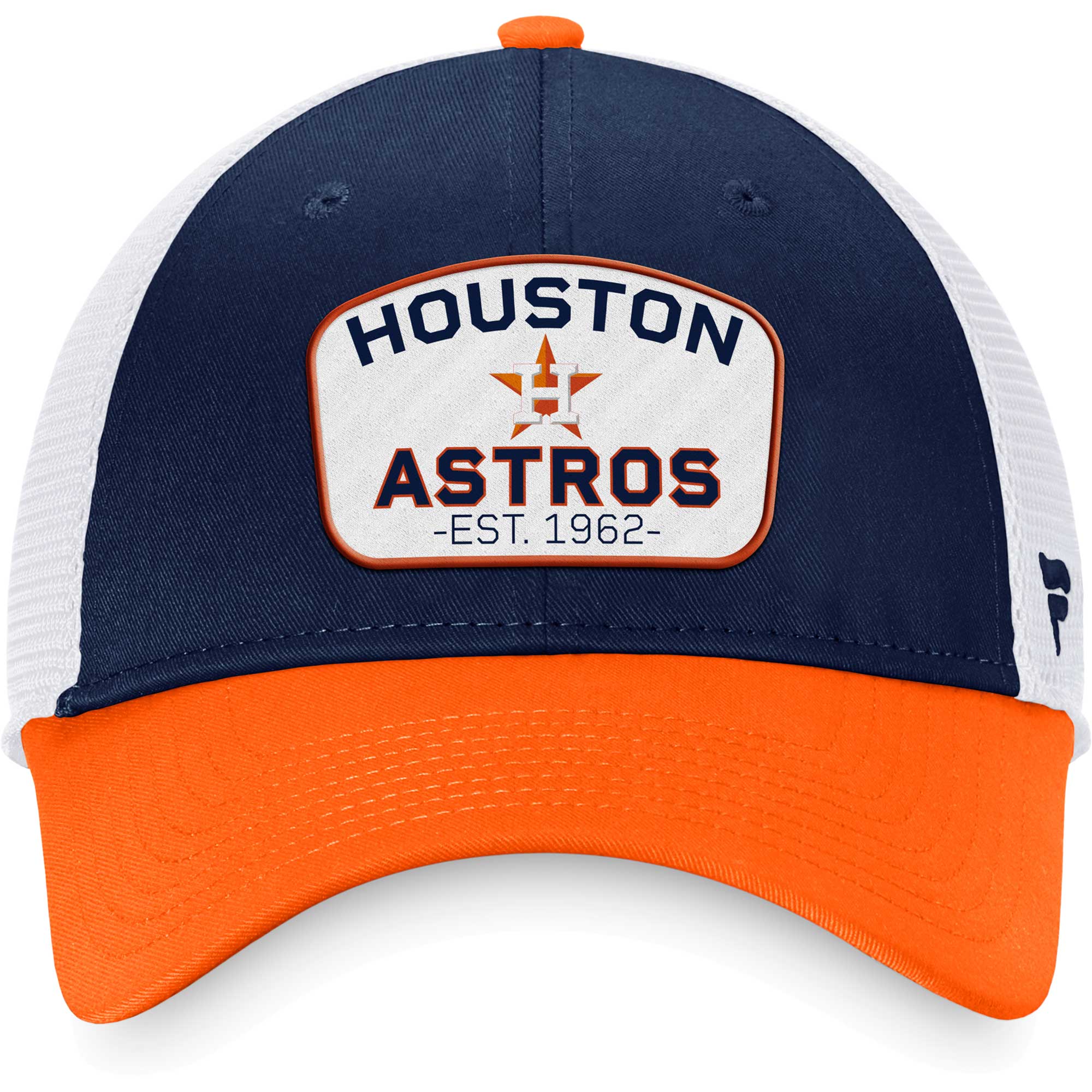Houston Astros Fanatics Branded Two-Tone Patch Trucker Adjustable Hat - Navy/Orange - PersonalJerseys