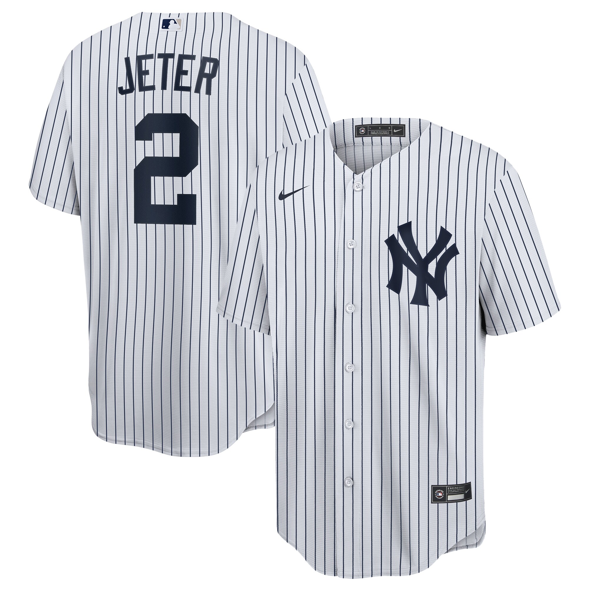 Derek Jeter New York Yankees Nike Home Replica Player Name Jersey - White/Navy - PersonalJerseys