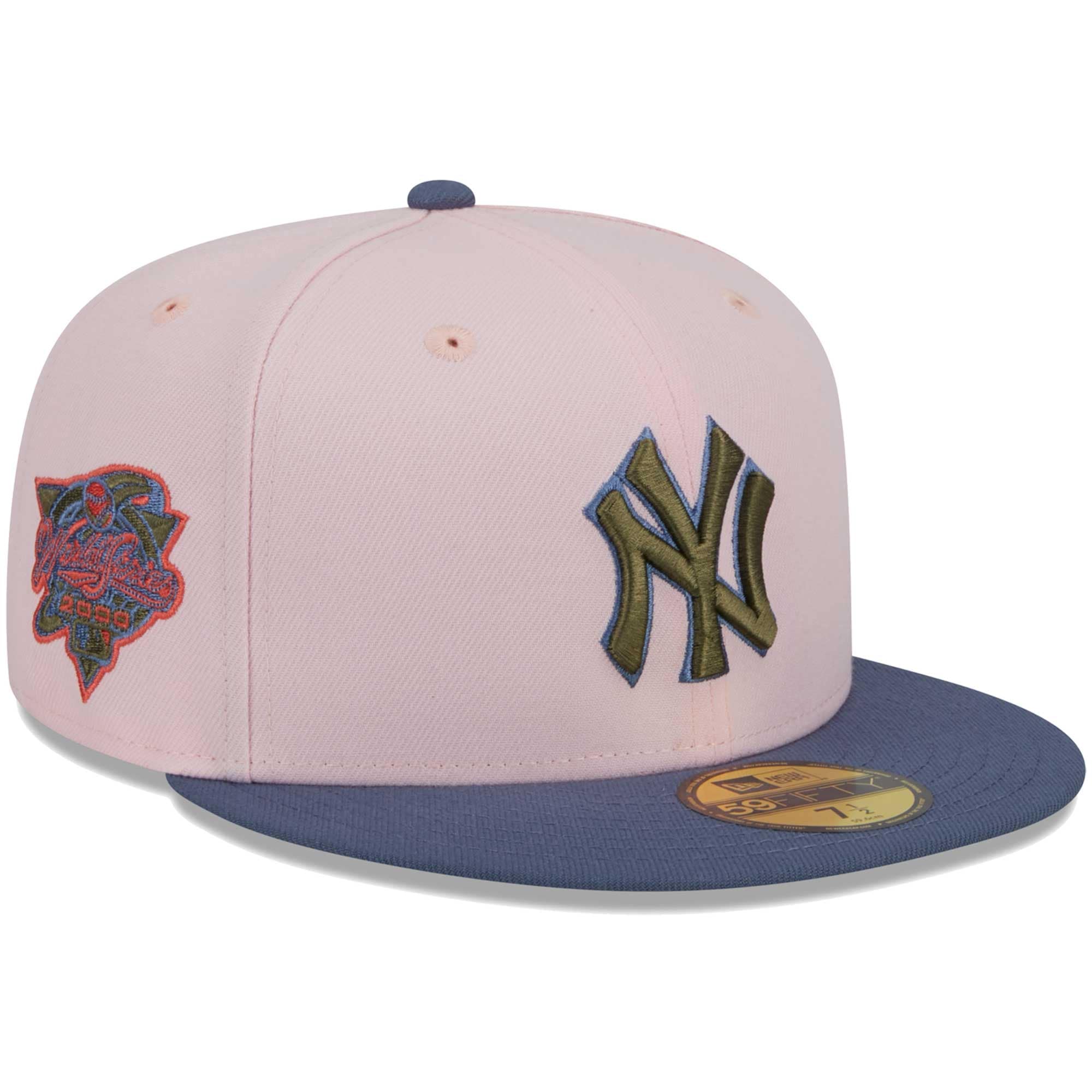 New York Yankees New Era  Olive Undervisor 59FIFTY Fitted Hat - Pink/Blue - PersonalJerseys