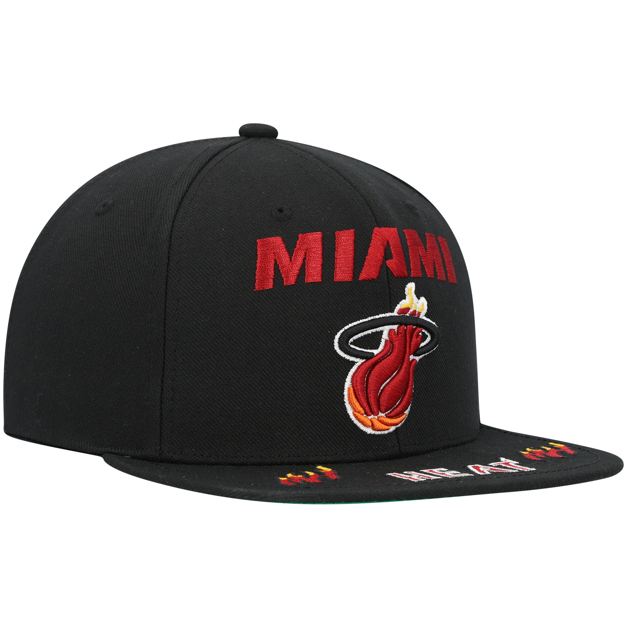 Miami Heat Mitchell & Ness Hardwood Classics Front Loaded Snapback Hat - Black - PersonalJerseys