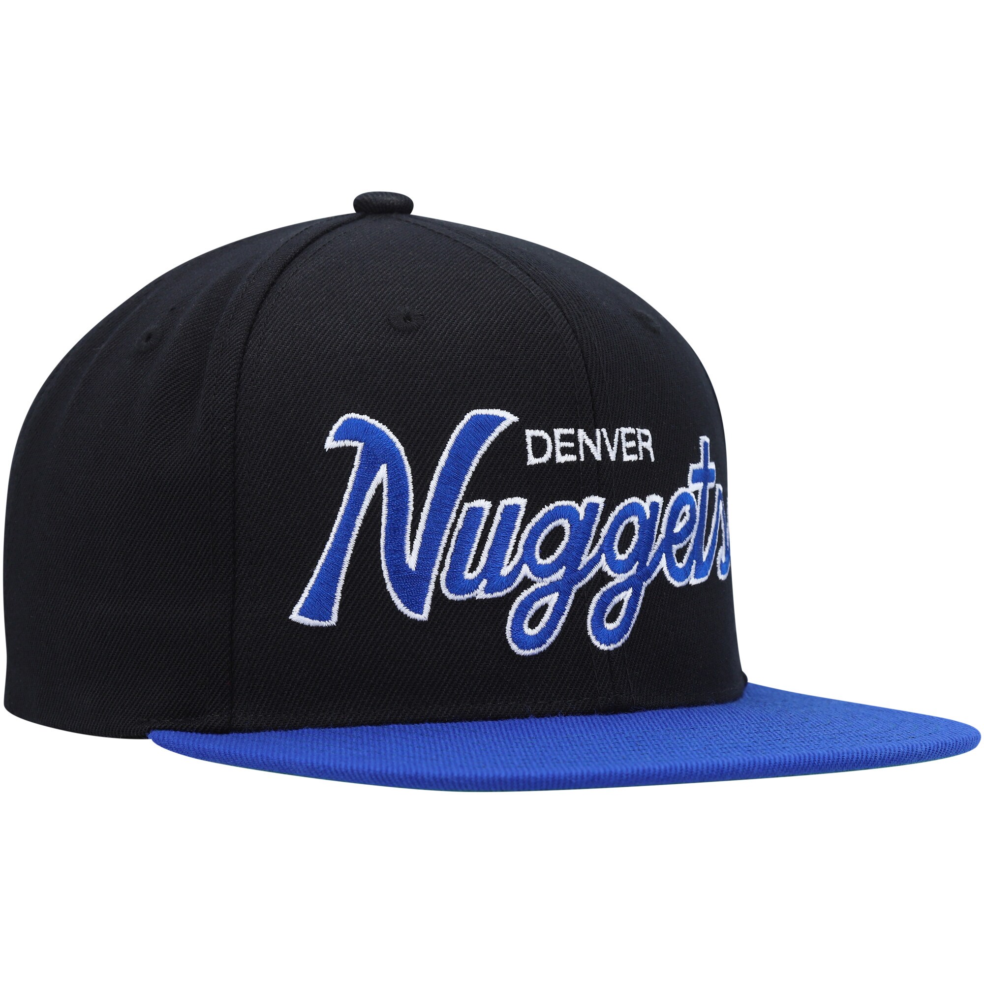Denver Nuggets Mitchell & Ness Hardwood Classics MVP Team Script 2.0 Snapback Hat - Black - PersonalJerseys