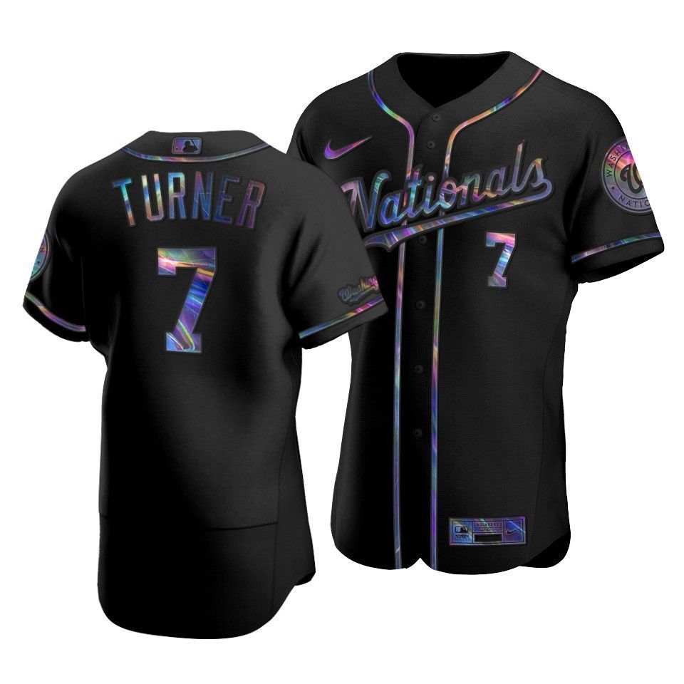 Men's Washington Nationals Trea Turner #7 Iridescent Logo Holographic Limited Jersey Black - Friend Lounge Store - Shop for All Things Jerseys Sports - PersonalJerseys