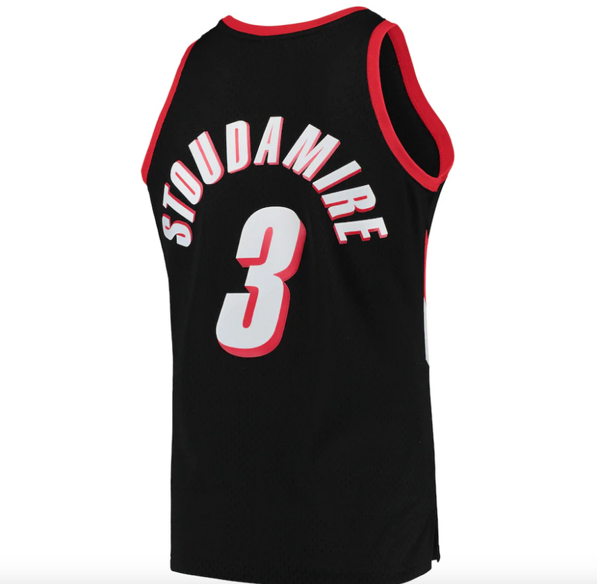 Men's Damon Stoudamire Portland Trail Blazers Mitchell & Ness Hardwood Classics Swingman Jersey - Black - Sports Wear Jersey - PersonalJerseys