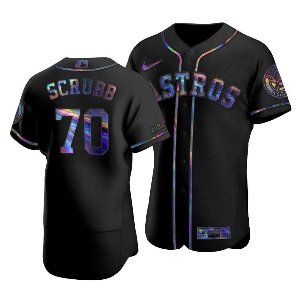 Men's Houston Astros Andre Scrubb #70 Iridescent Logo Holographic Limited Jersey Black - Friend Lounge Store - Shop for All Things Jerseys Sports - PersonalJerseys