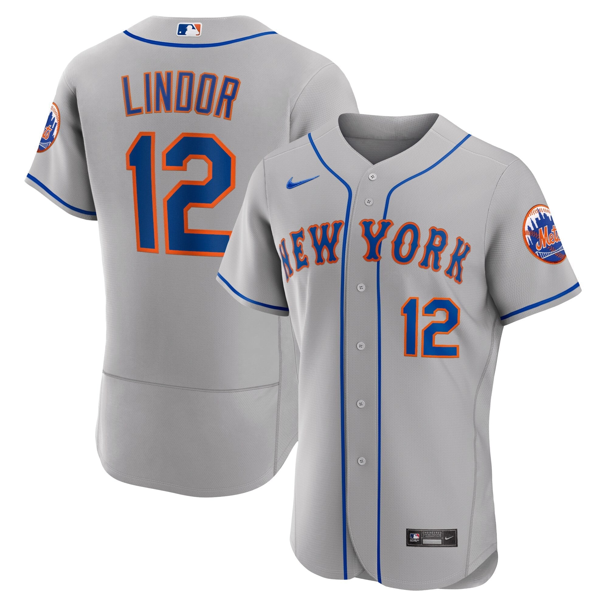 Men's Nike Francisco Lindor Gray New York Mets Road Authentic Player Jersey - PersonalJerseys