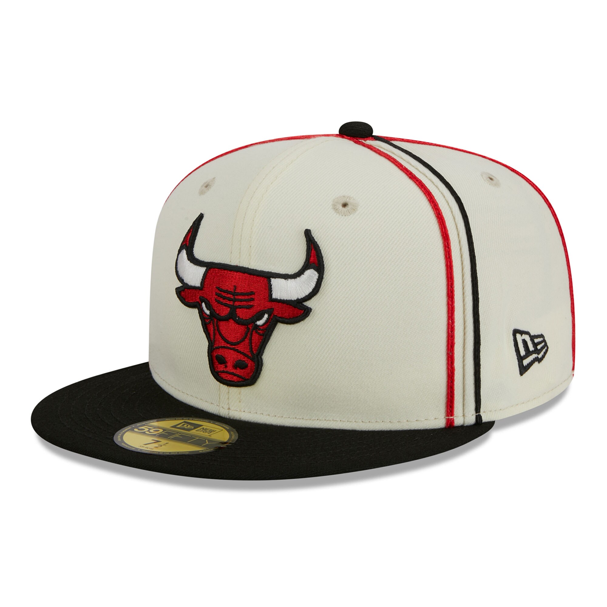 Chicago Bulls New Era Piping 2-Tone 59FIFTY Fitted Hat - Cream/Black - PersonalJerseys