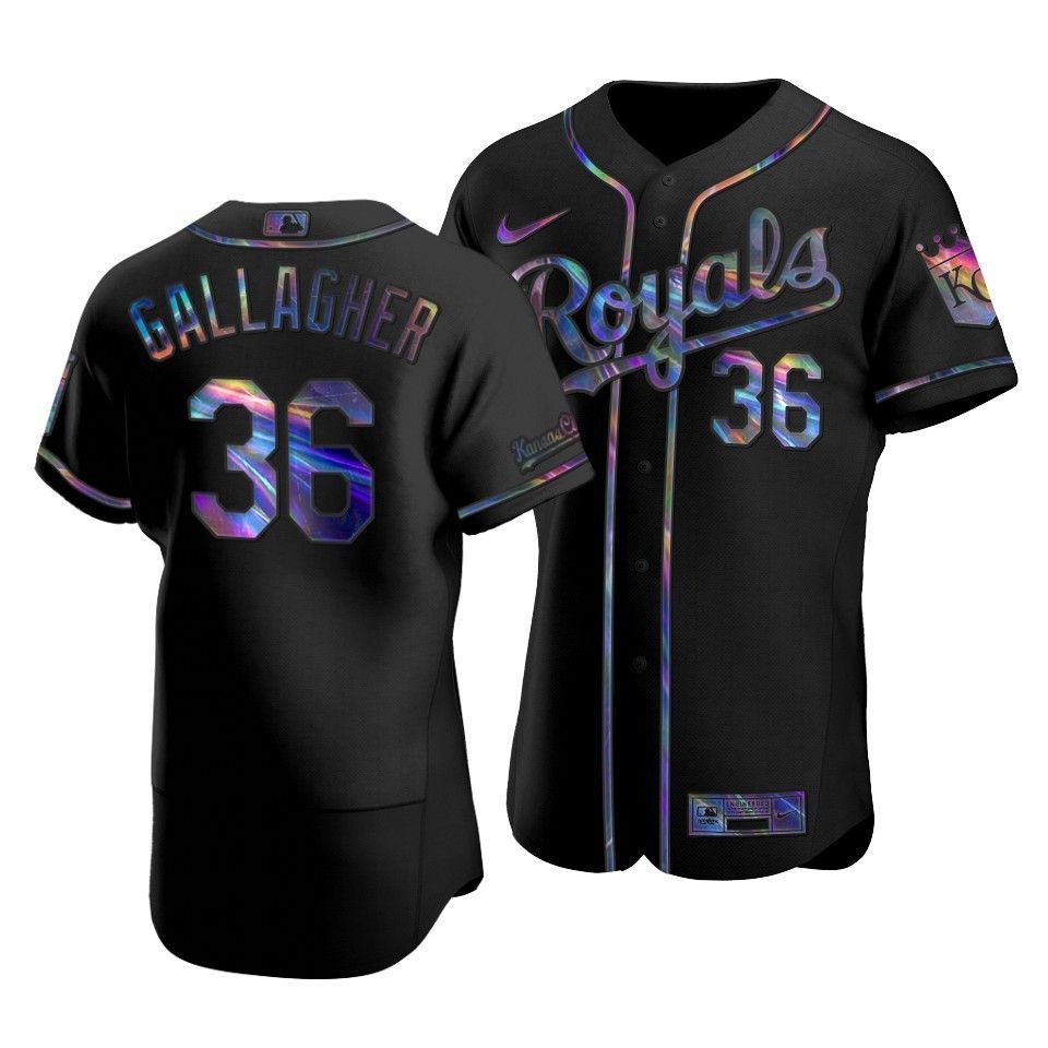 Kansas City Royals Cam Gallagher #36 Iridescent Logo Holographic Limited Jersey Black - Friend Lounge Store - Shop for All Things Jerseys Sports - PersonalJerseys